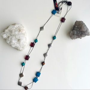 M HASKELL Stone and Glass Bead Necklace